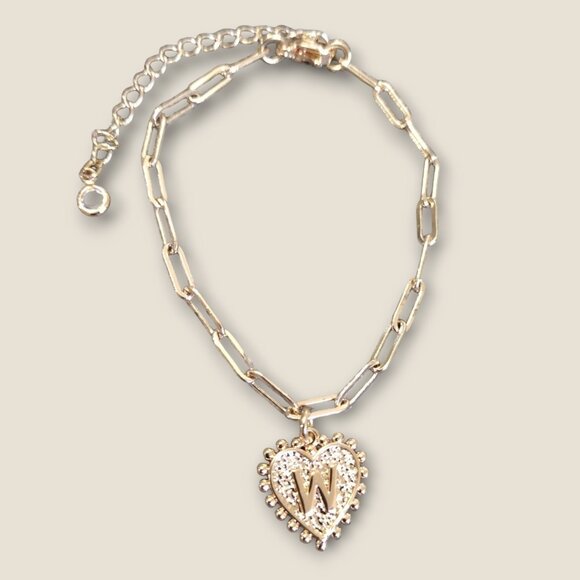 Unbranded Jewelry - Paperclip Chain Initial W Gold Tone Bracelet